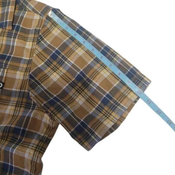 Marmot Men's Size Large Plaid Short-sleeve Performance Woven Shirt Brown & Blue - Picture 8 of 9